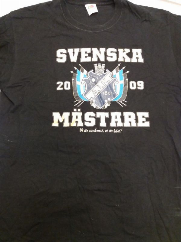 T-Shirt kurzarm Fussball A.I.K. Solna, schwedischer Meister 2009, schwarz, Grösse L